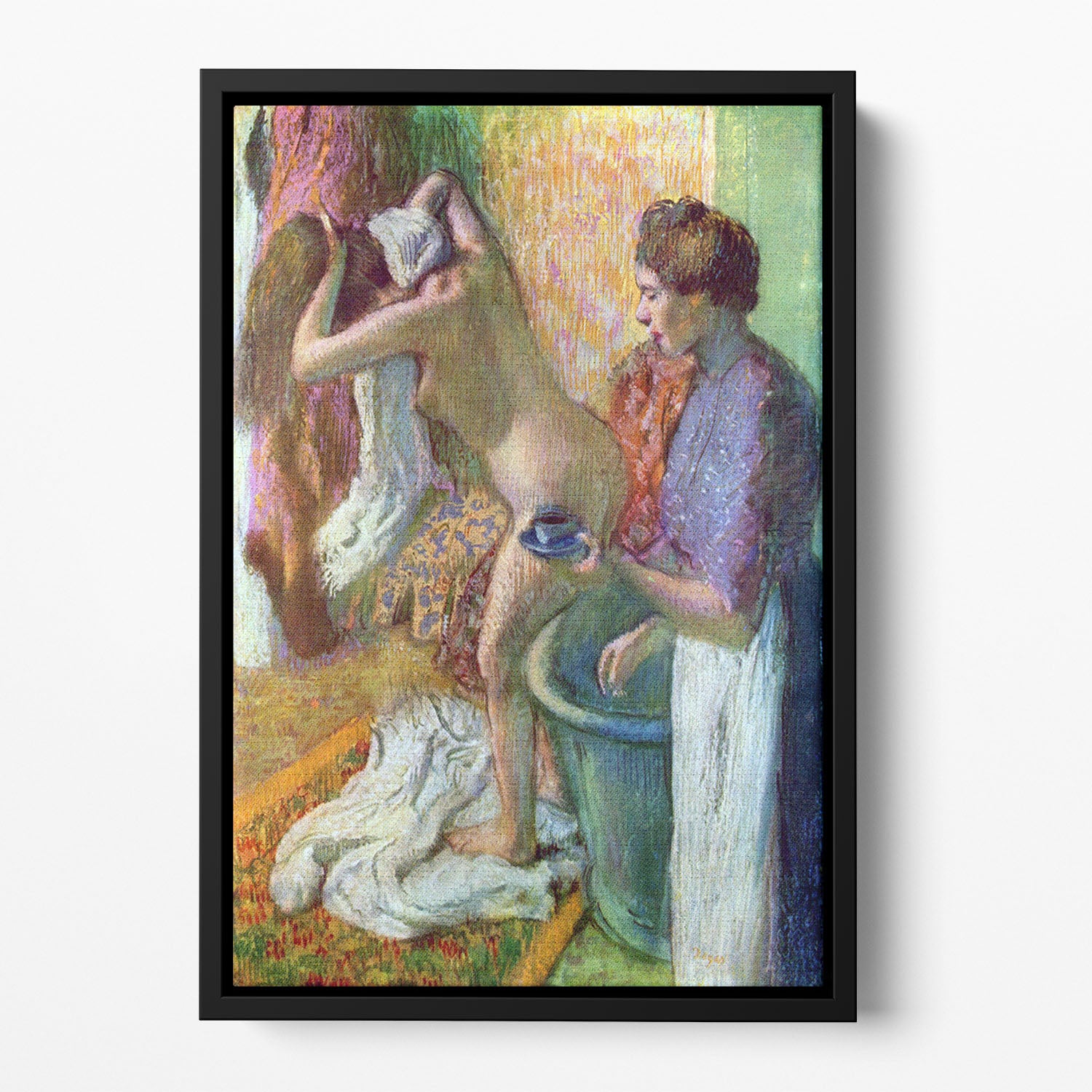 After bathing 1 by Degas Floating Framed Canvas