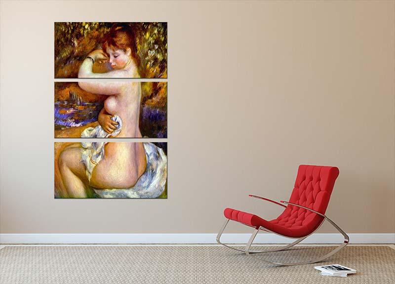 After the bath by Renoir 3 Split Panel Canvas Print - Canvas Art Rocks - 2