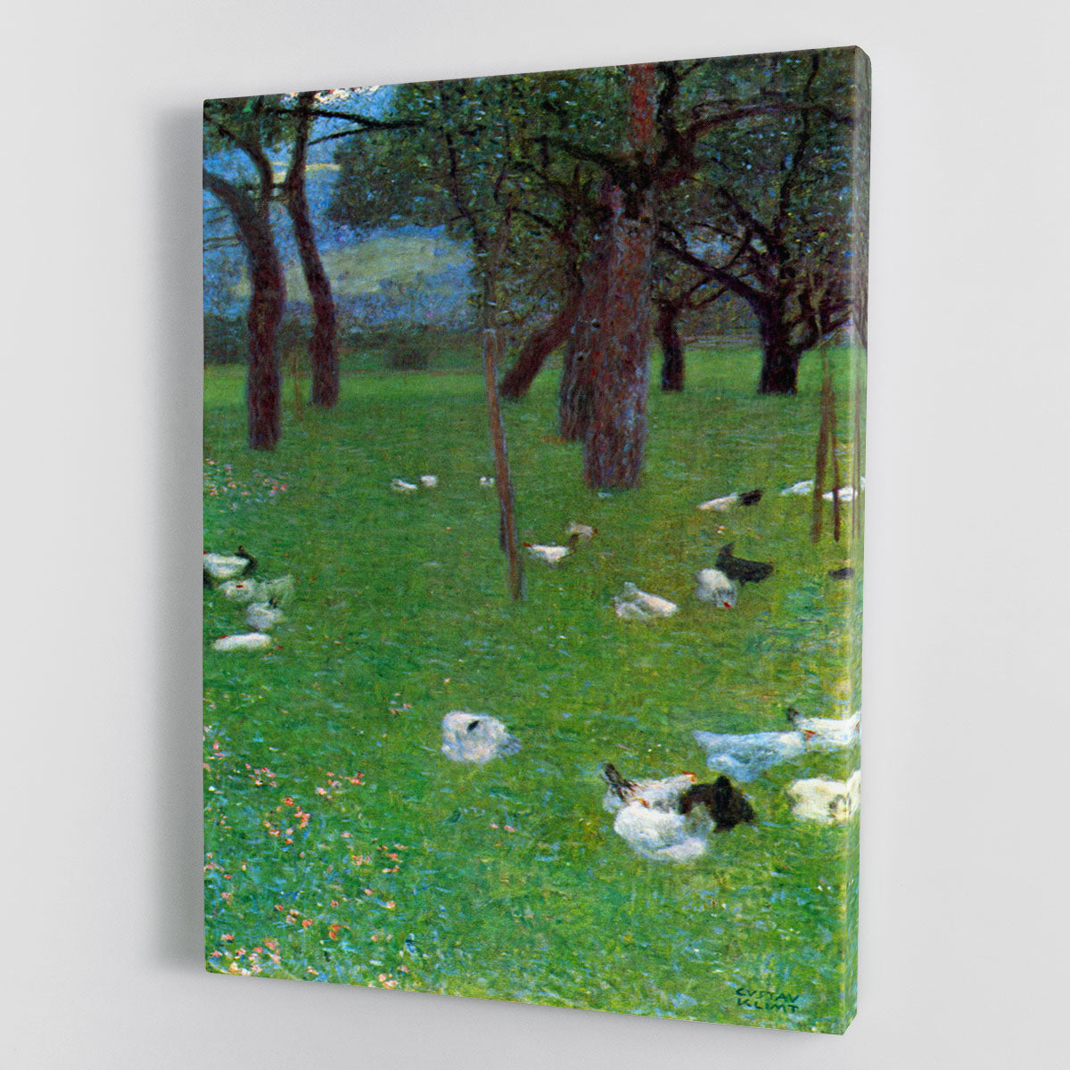After the rain garden with chickens in St. Agatha by Klimt Canvas Print or Poster - Canvas Art Rocks - 1