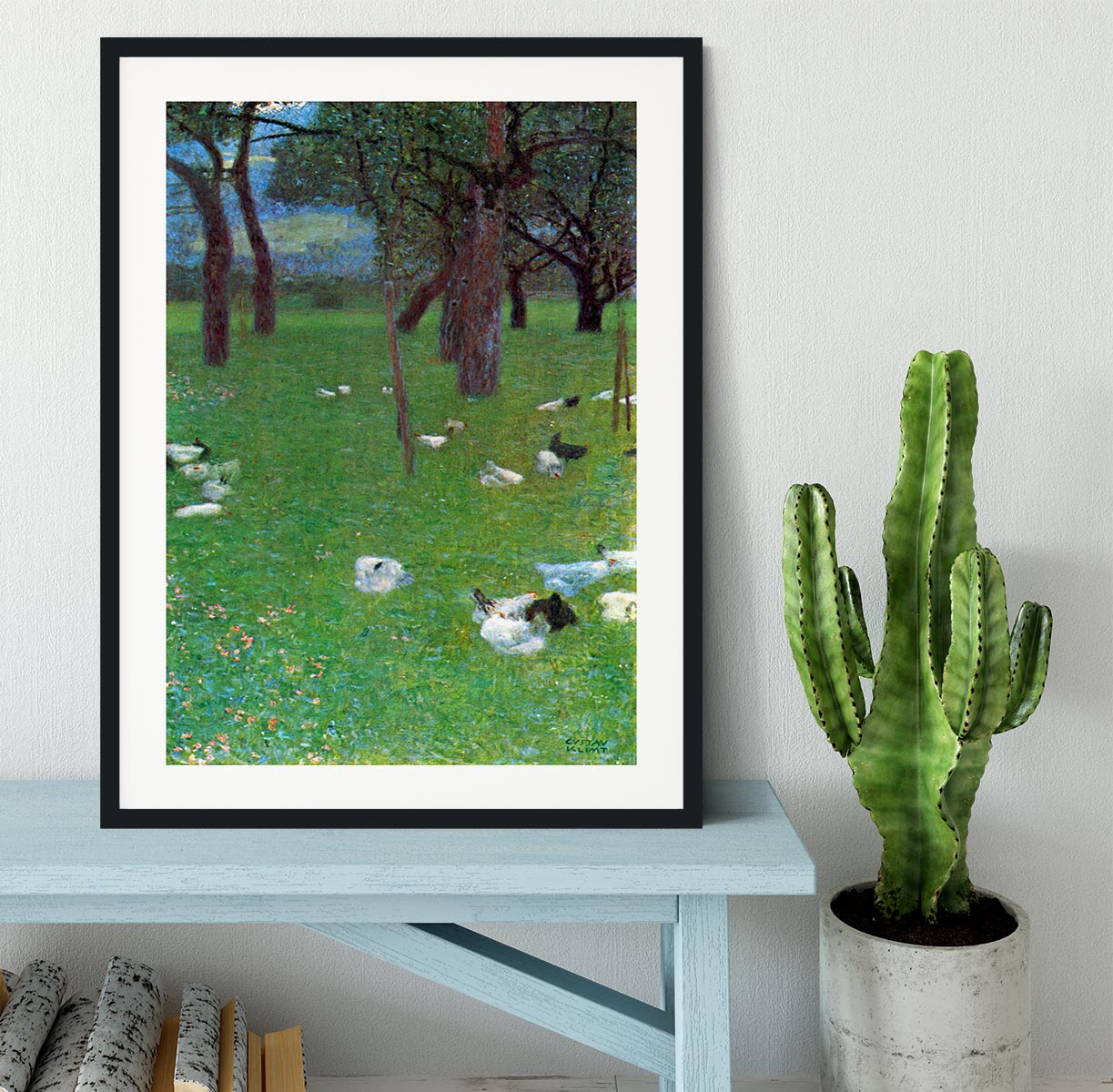 After the rain garden with chickens in St. Agatha by Klimt Framed Print - Canvas Art Rocks - 1