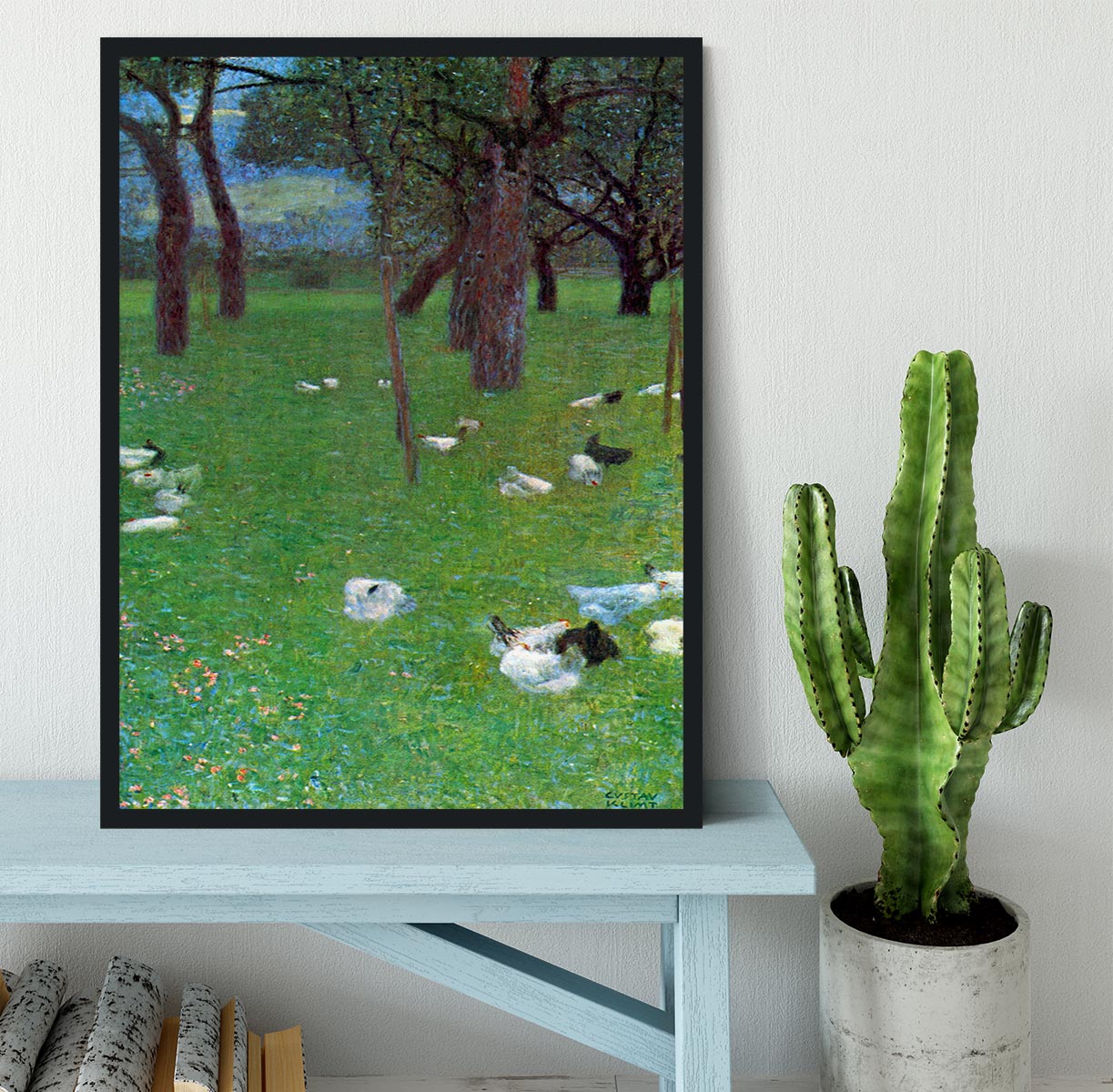 After the rain garden with chickens in St. Agatha by Klimt Framed Print - Canvas Art Rocks - 2