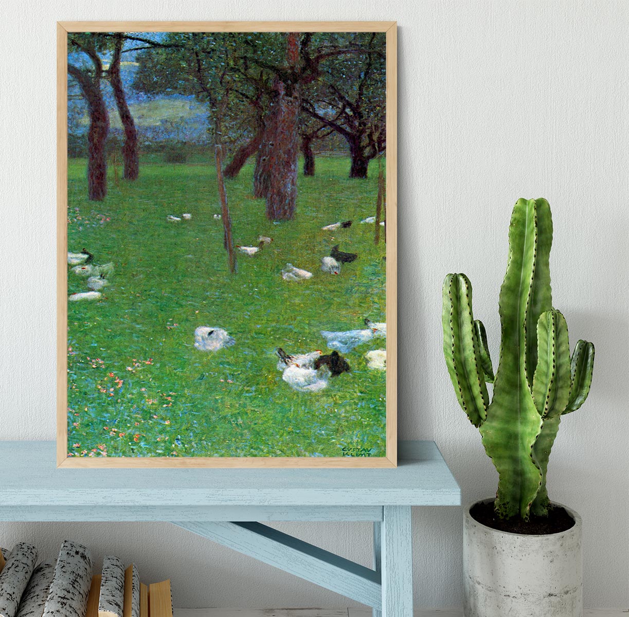 After the rain garden with chickens in St. Agatha by Klimt Framed Print - Canvas Art Rocks - 4