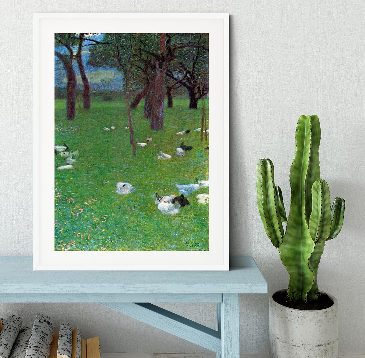 After the rain garden with chickens in St. Agatha by Klimt Framed Print - Canvas Art Rocks - 5