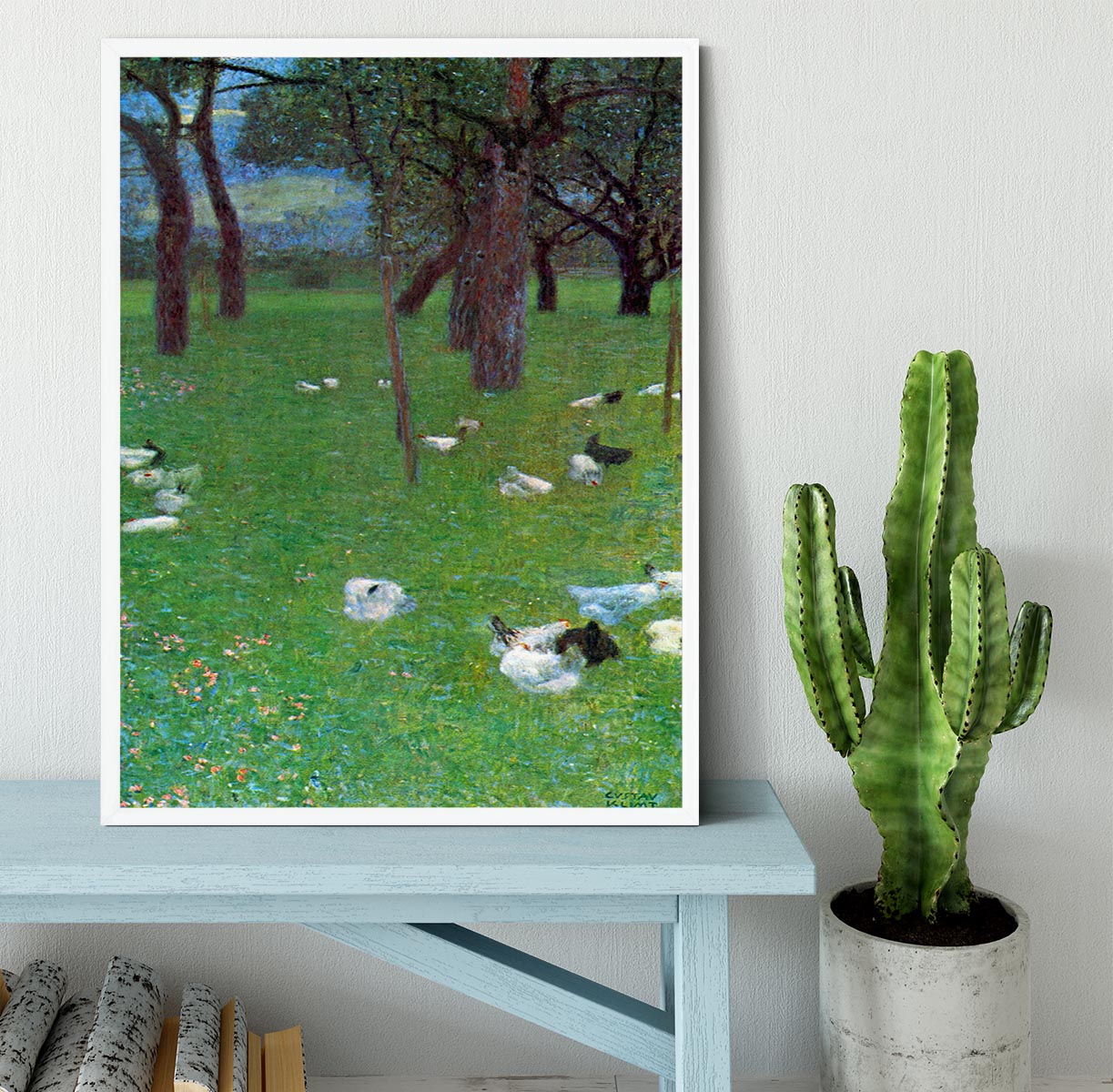 After the rain garden with chickens in St. Agatha by Klimt Framed Print - Canvas Art Rocks -6