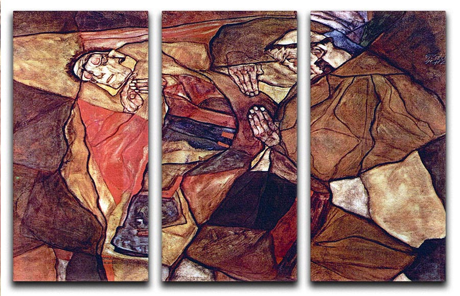 Agony The Death Struggle by Egon Schiele 3 Split Panel Canvas Print - Canvas Art Rocks - 1