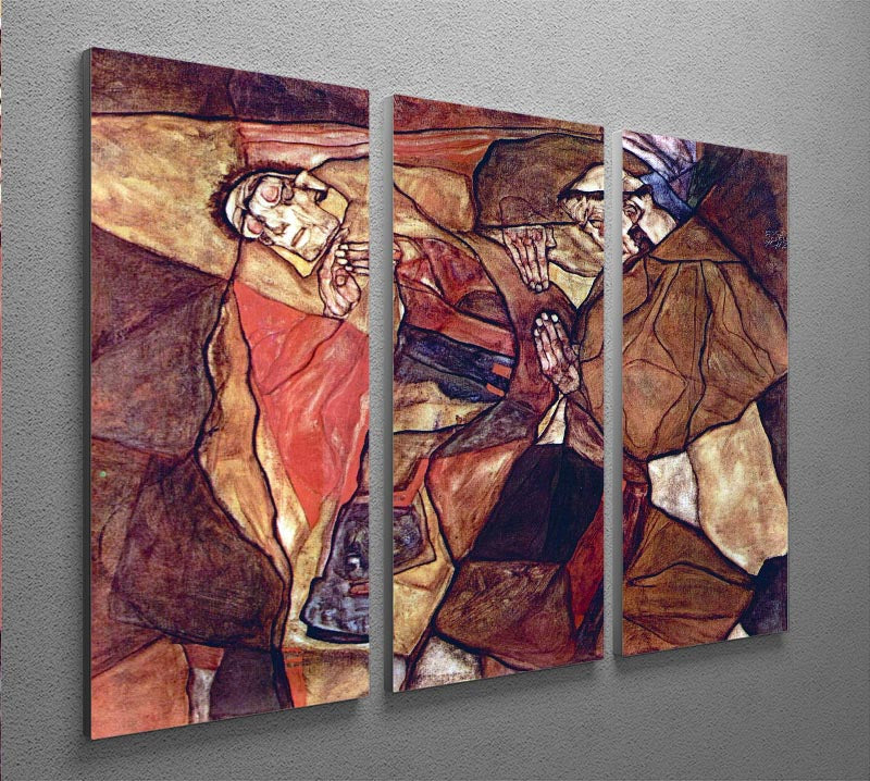 Agony The Death Struggle by Egon Schiele 3 Split Panel Canvas Print - Canvas Art Rocks - 2