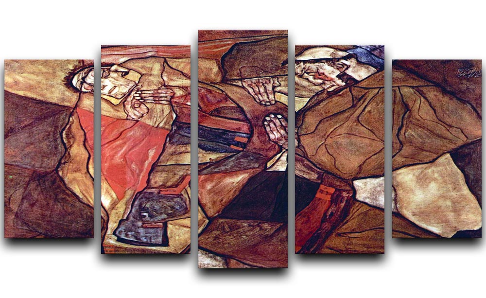 Agony The Death Struggle by Egon Schiele 5 Split Panel Canvas - Canvas Art Rocks - 1