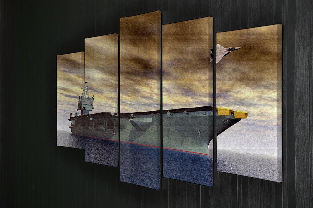 Aircraft Carrier and Fighter Plane 5 Split Panel Canvas  - Canvas Art Rocks - 2