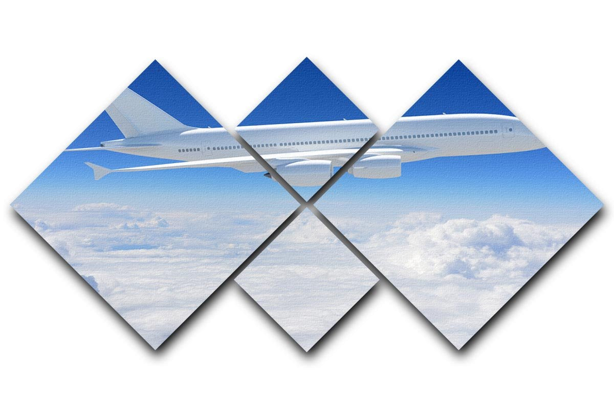 Airplane in the sky 4 Square Multi Panel Canvas  - Canvas Art Rocks - 1