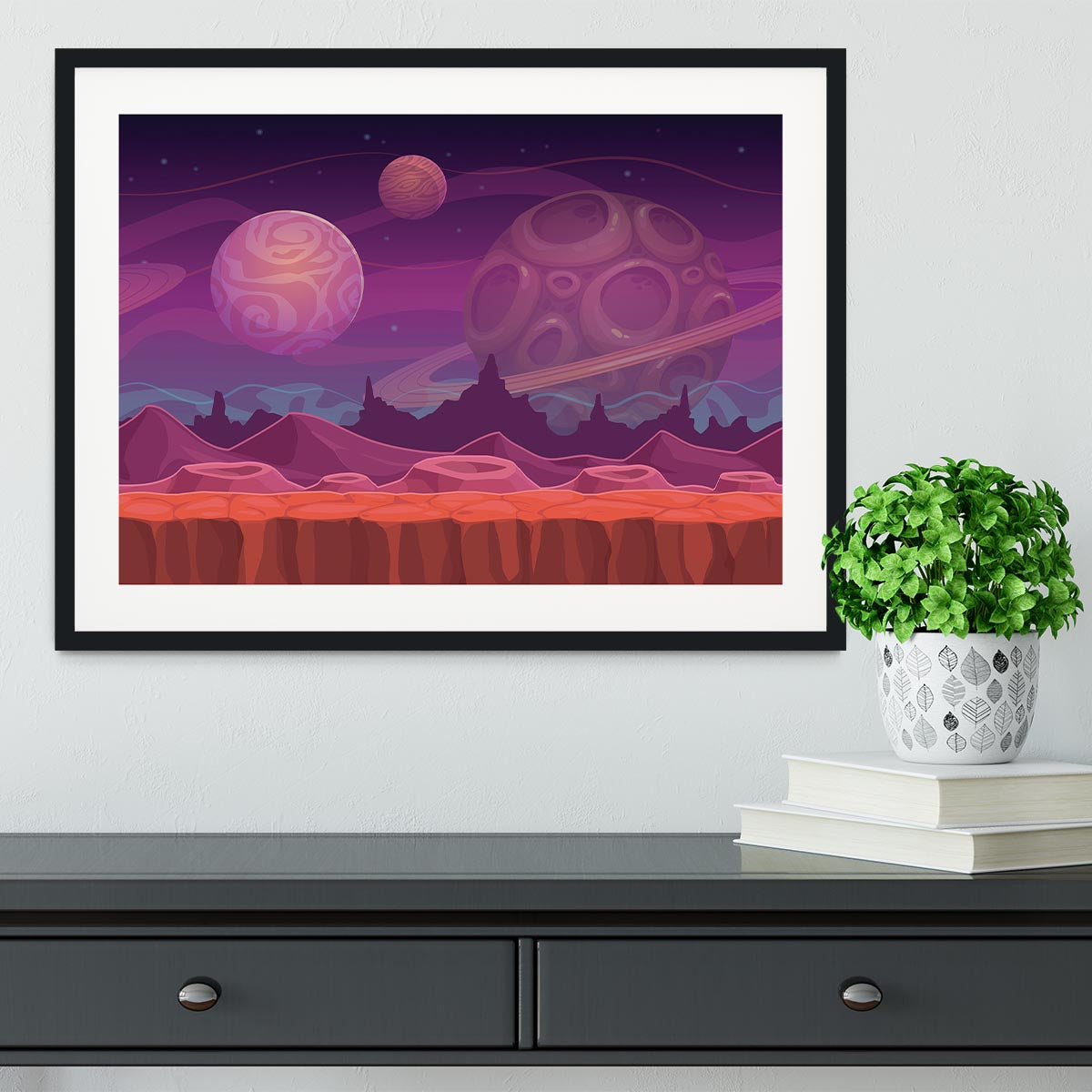 Alien fantastic landscape Framed Print - Canvas Art Rocks - 1