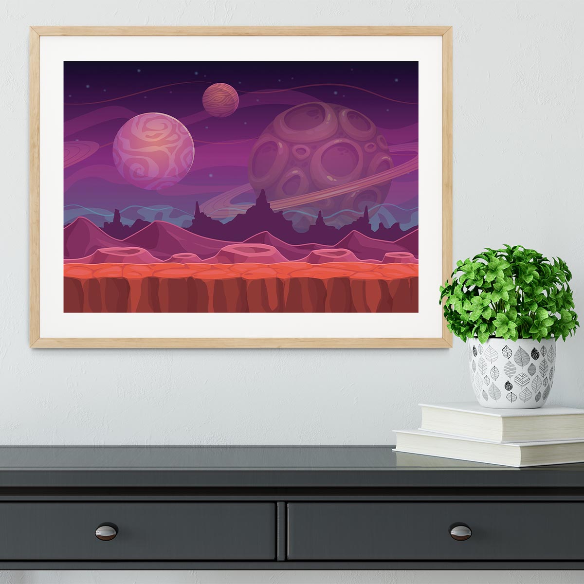 Alien fantastic landscape Framed Print - Canvas Art Rocks - 3