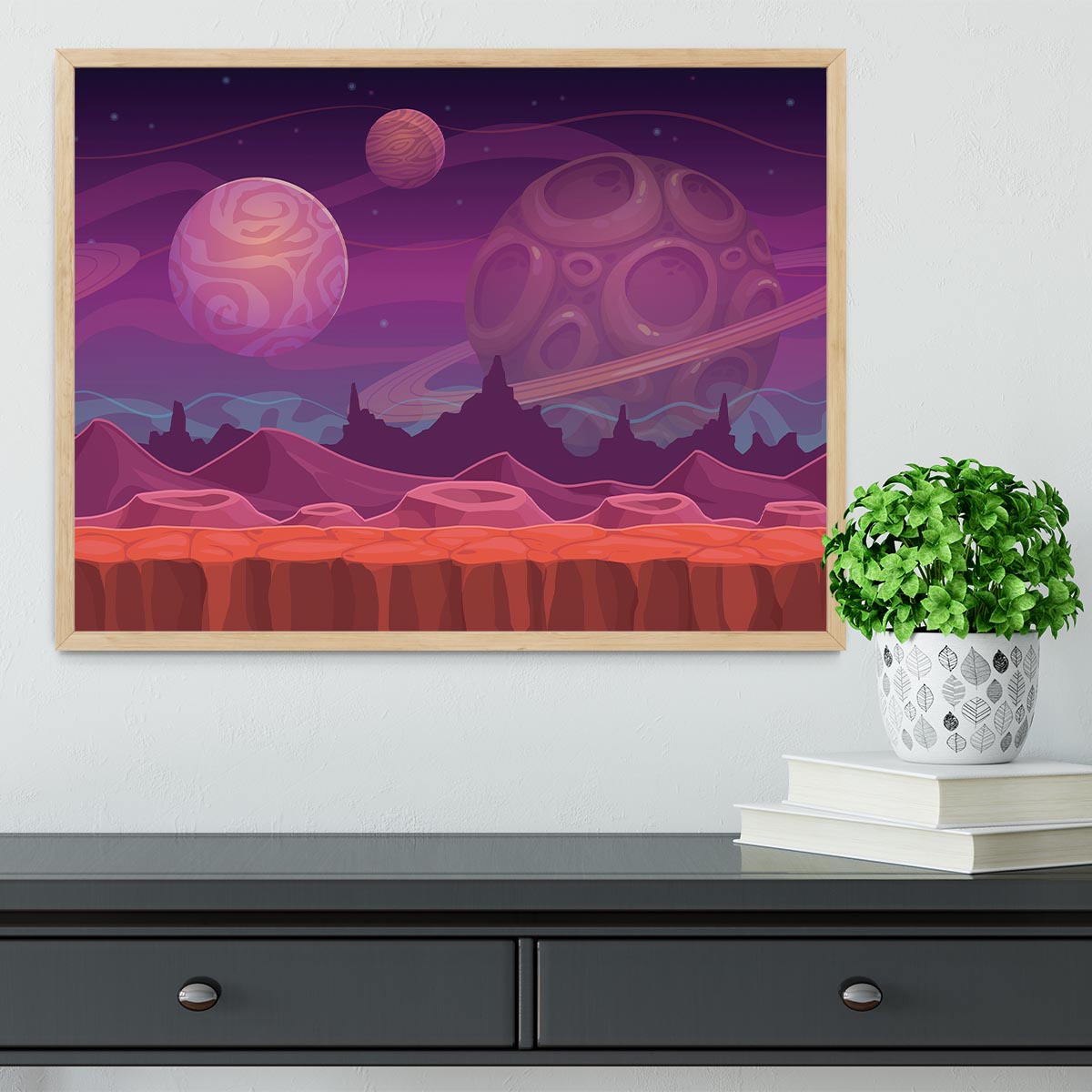 Alien fantastic landscape Framed Print - Canvas Art Rocks - 4