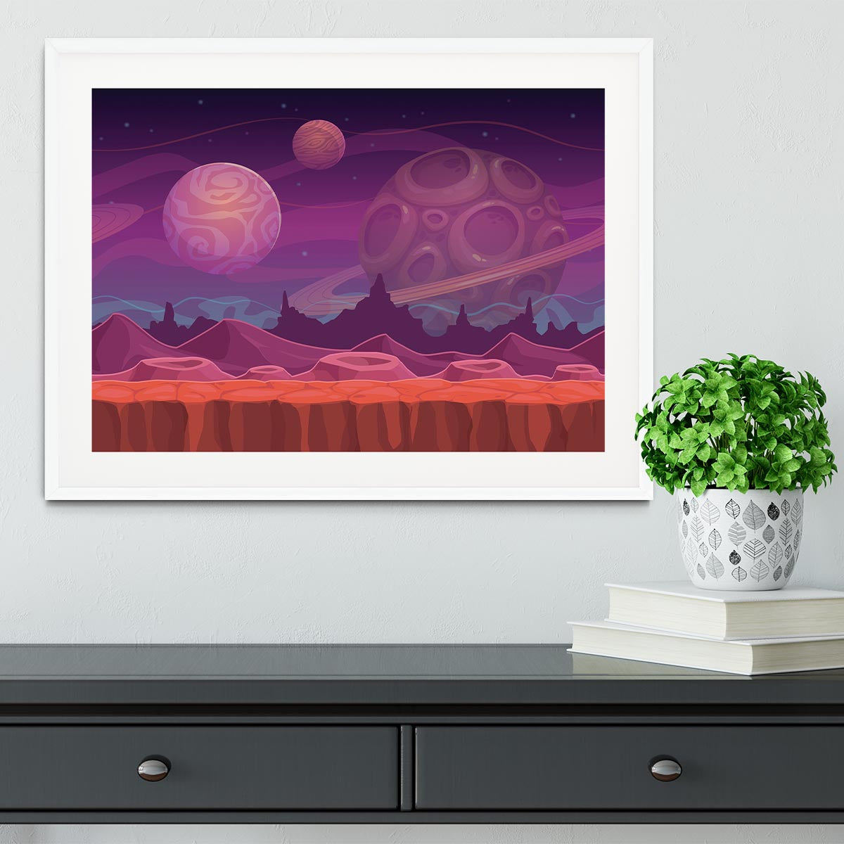 Alien fantastic landscape Framed Print - Canvas Art Rocks - 5