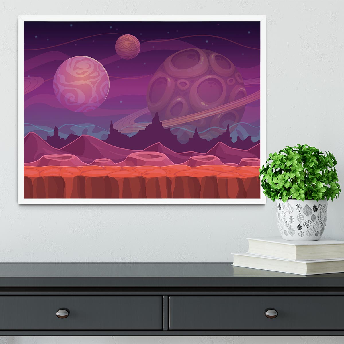 Alien fantastic landscape Framed Print - Canvas Art Rocks -6
