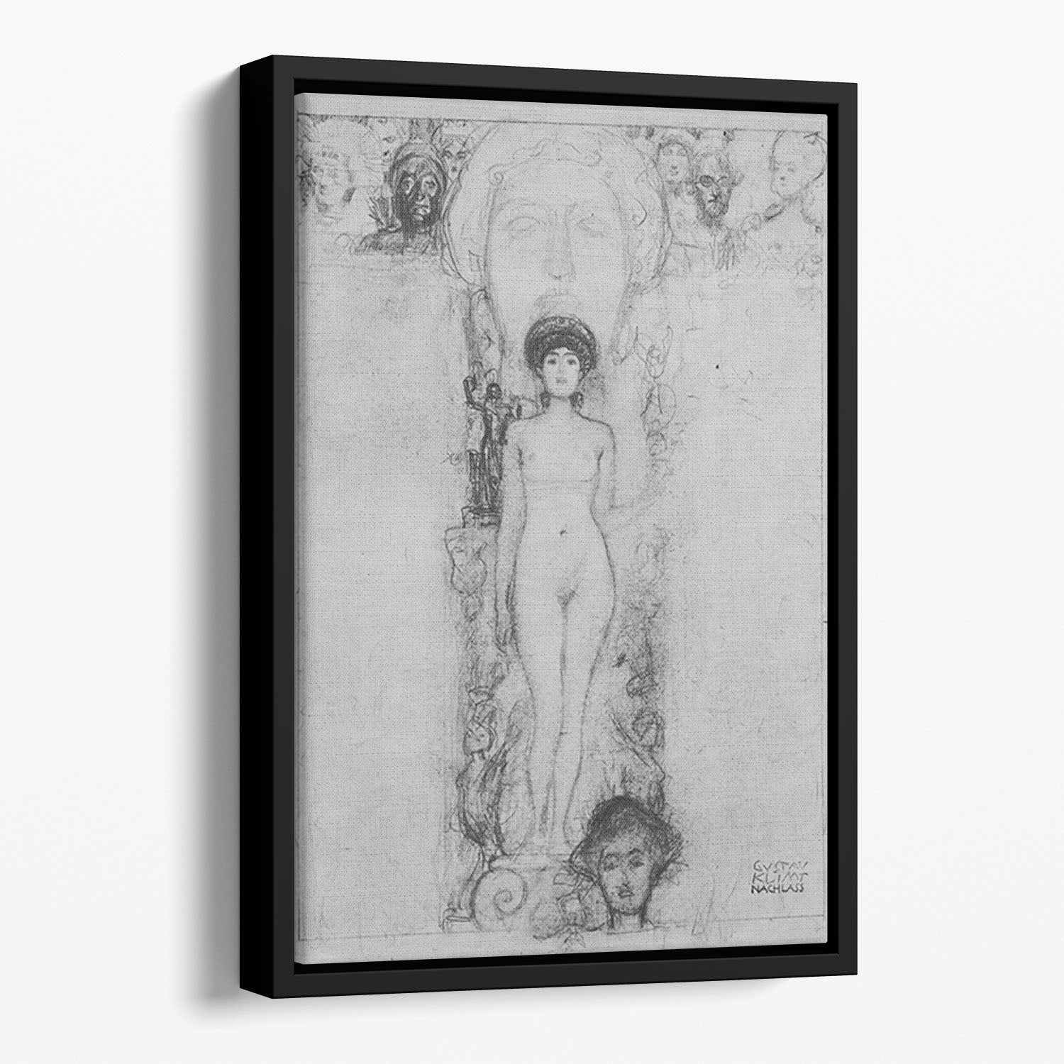 Allegory of Sculpture by Klimt Floating Framed Canvas