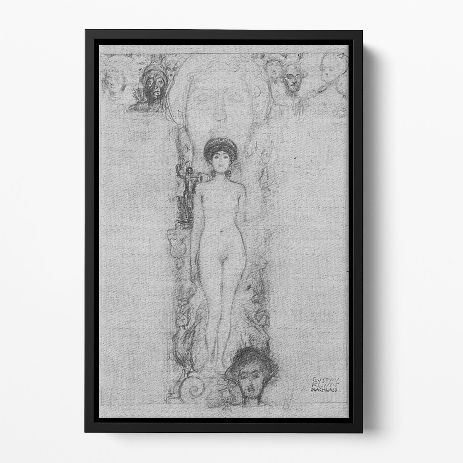 Allegory of Sculpture by Klimt Floating Framed Canvas