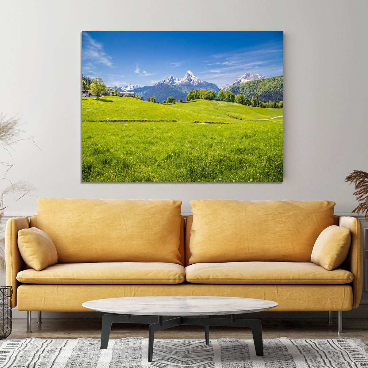 Alps with fresh green meadow Canvas Print or Poster - Canvas Art Rocks - 4