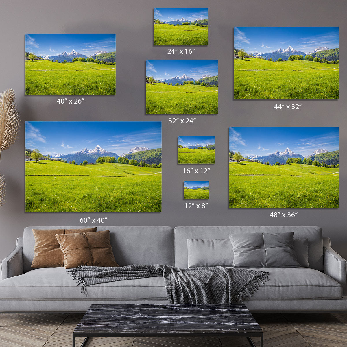 Alps with fresh green meadow Canvas Print or Poster - Canvas Art Rocks - 7