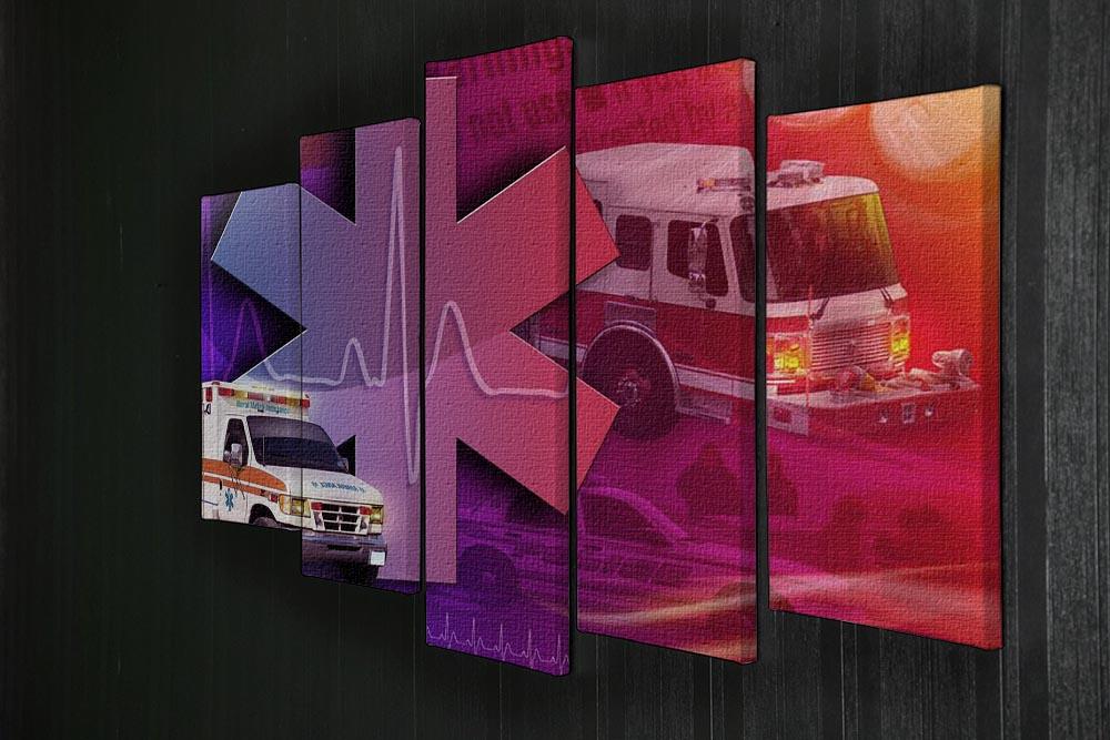 Ambulance Firetruck and Police car 5 Split Panel Canvas  - Canvas Art Rocks - 2