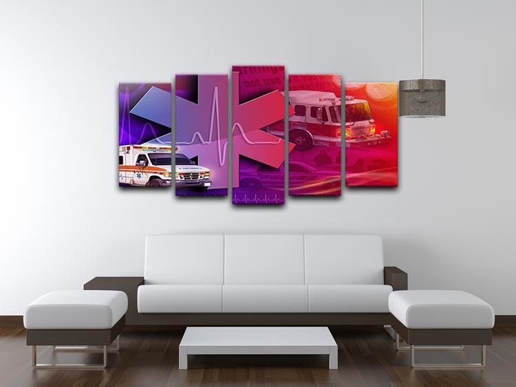 Ambulance Firetruck and Police car 5 Split Panel Canvas  - Canvas Art Rocks - 3