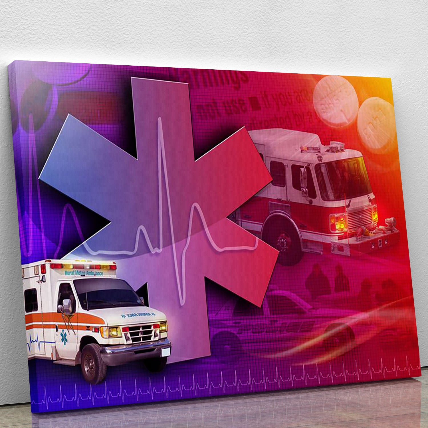 Ambulance Firetruck and Police car Canvas Print or Poster - Canvas Art Rocks - 1