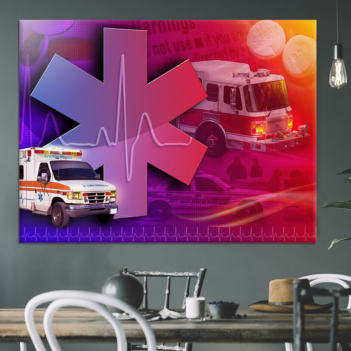 Ambulance Firetruck and Police car Canvas Print or Poster - Canvas Art Rocks - 3