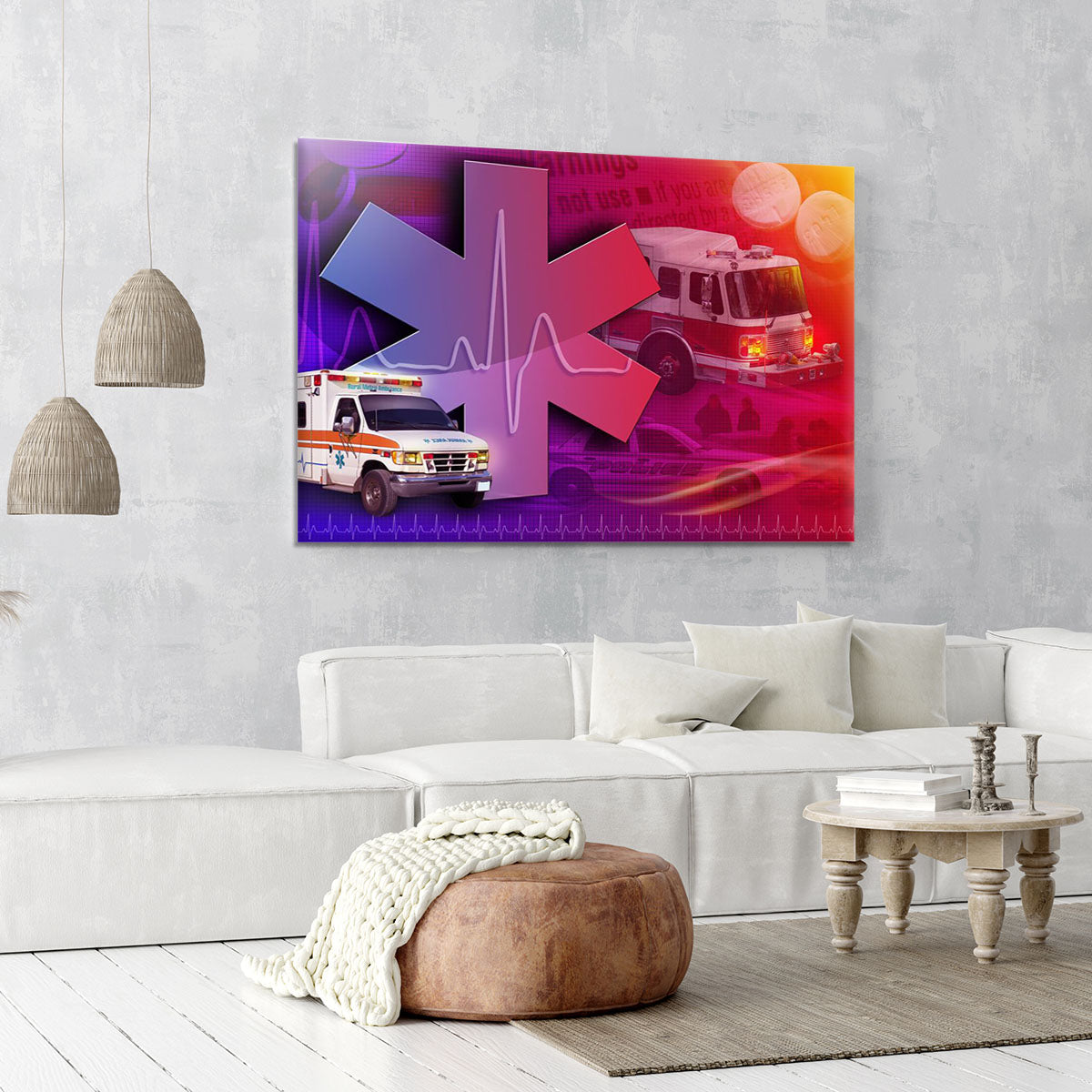 Ambulance Firetruck and Police car Canvas Print or Poster - Canvas Art Rocks - 6