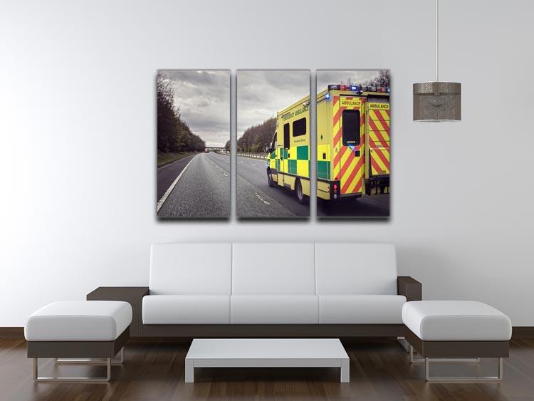 Ambulance responding to an emergency 3 Split Panel Canvas Print - Canvas Art Rocks - 3