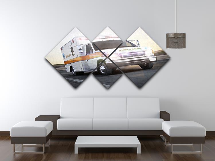 Ambulance running with lights and sirens 4 Square Multi Panel Canvas  - Canvas Art Rocks - 3
