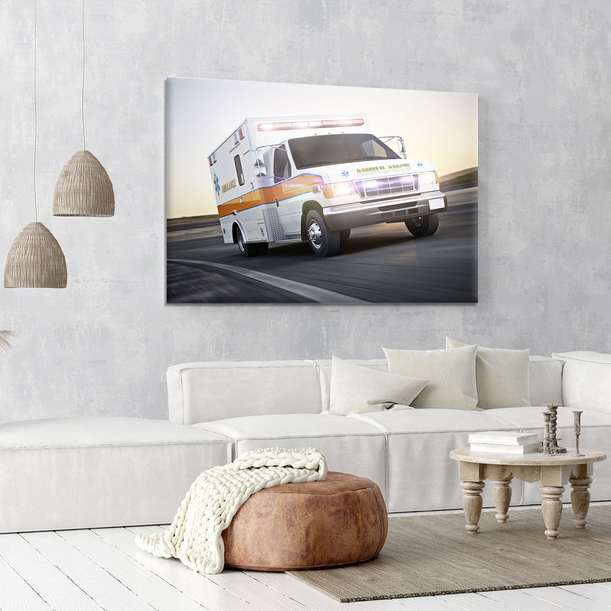 Ambulance running with lights and sirens Canvas Print or Poster - Canvas Art Rocks - 6
