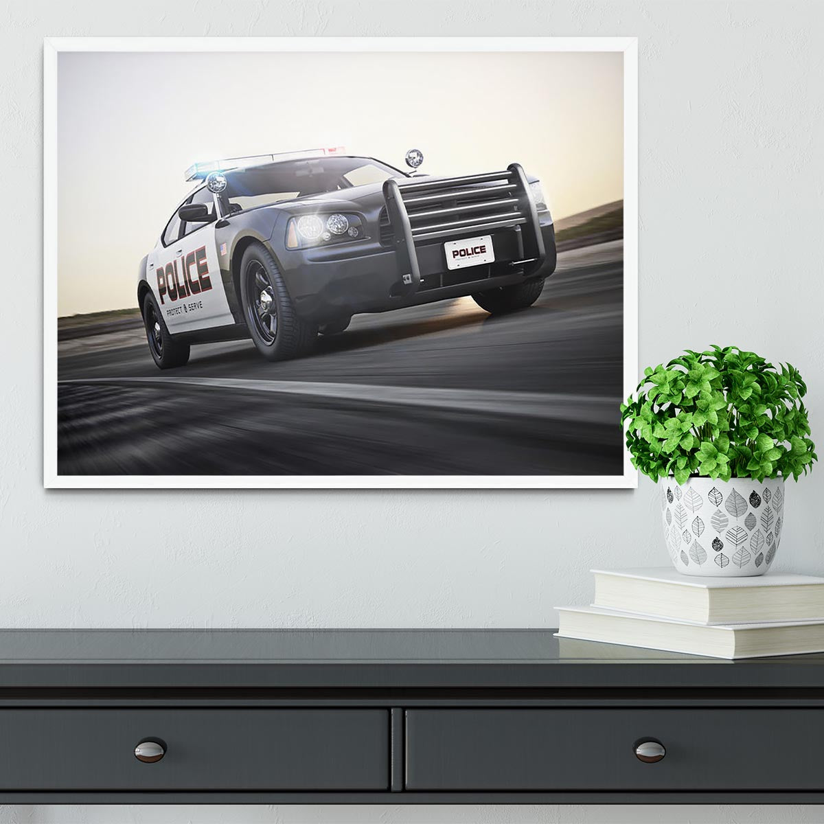 American Police Car Framed Print - Canvas Art Rocks -6