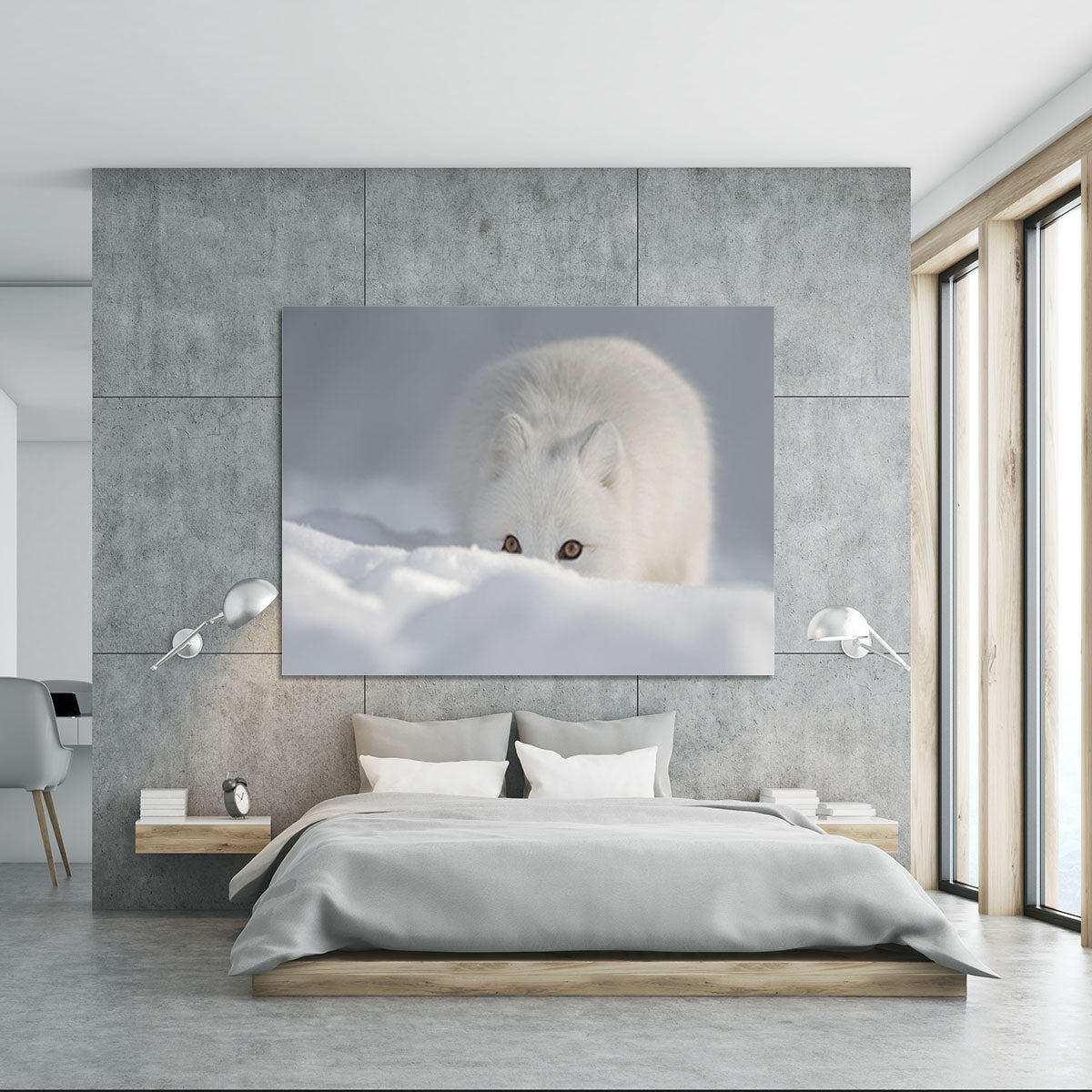 An Arctic Fox peering over a snow drift Canvas Print or Poster - Canvas Art Rocks - 5