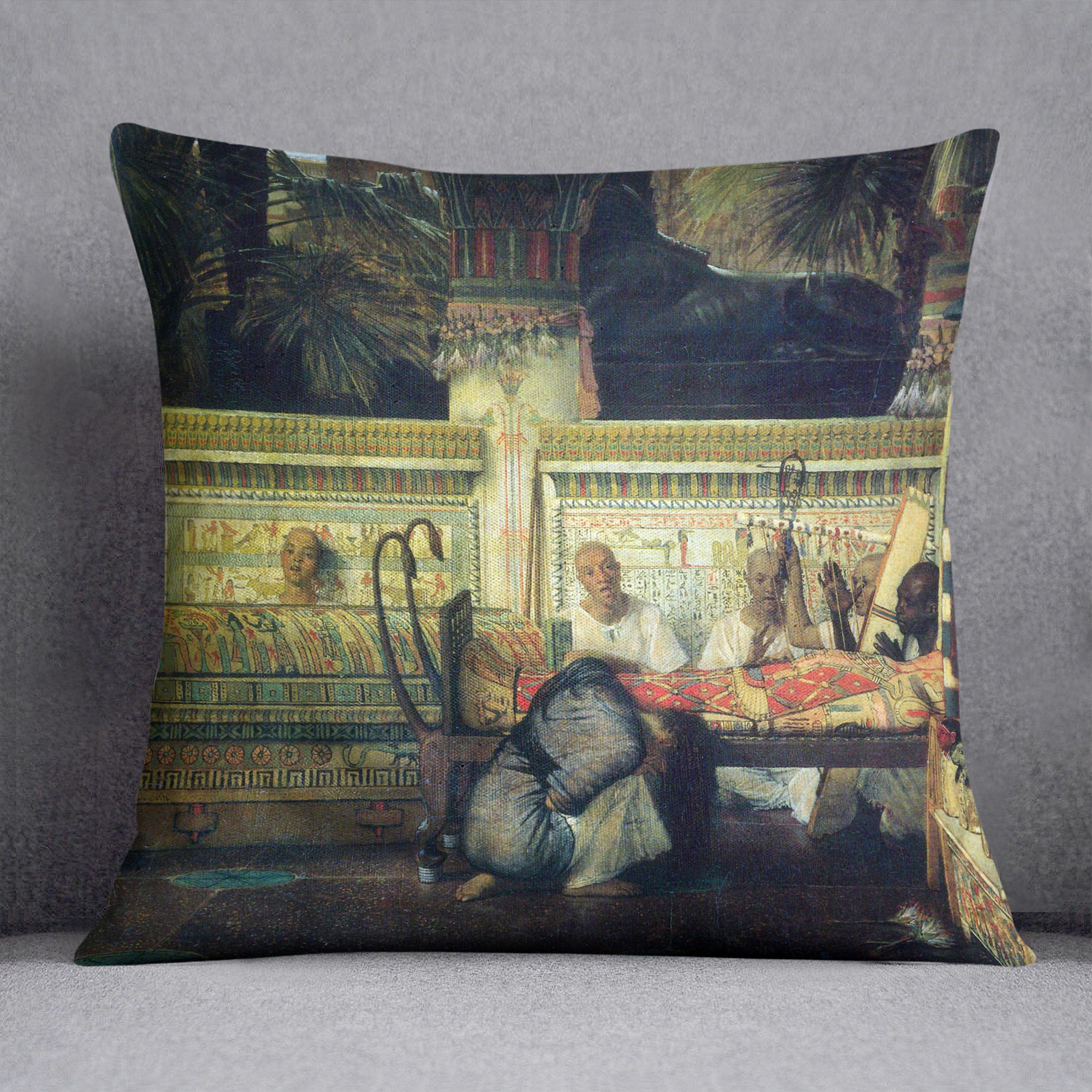 An Egyptian widow at the time of Diocletian detail by Alma Tadema Cushion - Canvas Art Rocks - 1