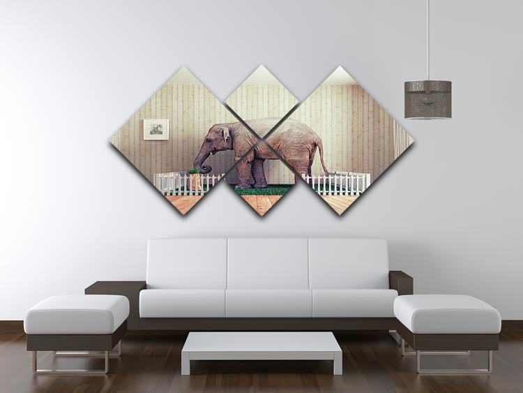 An Elephant calf as the pet 4 Square Multi Panel Canvas - Canvas Art Rocks - 3