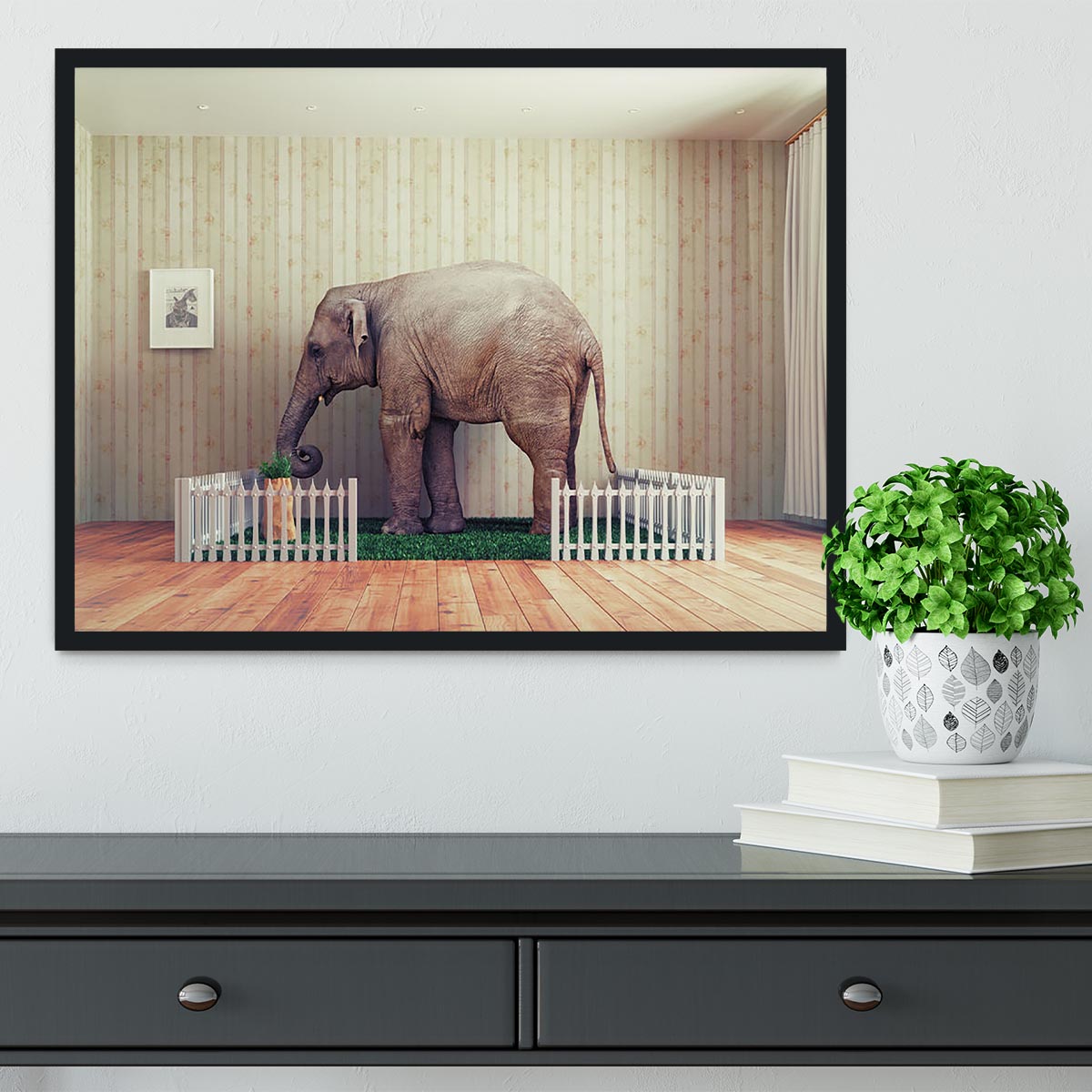 An Elephant calf as the pet Framed Print - Canvas Art Rocks - 2