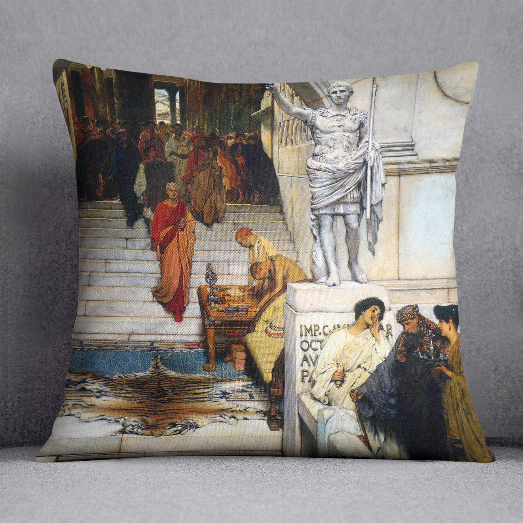 An audience with Agrippa by Alma Tadema Cushion - Canvas Art Rocks - 1