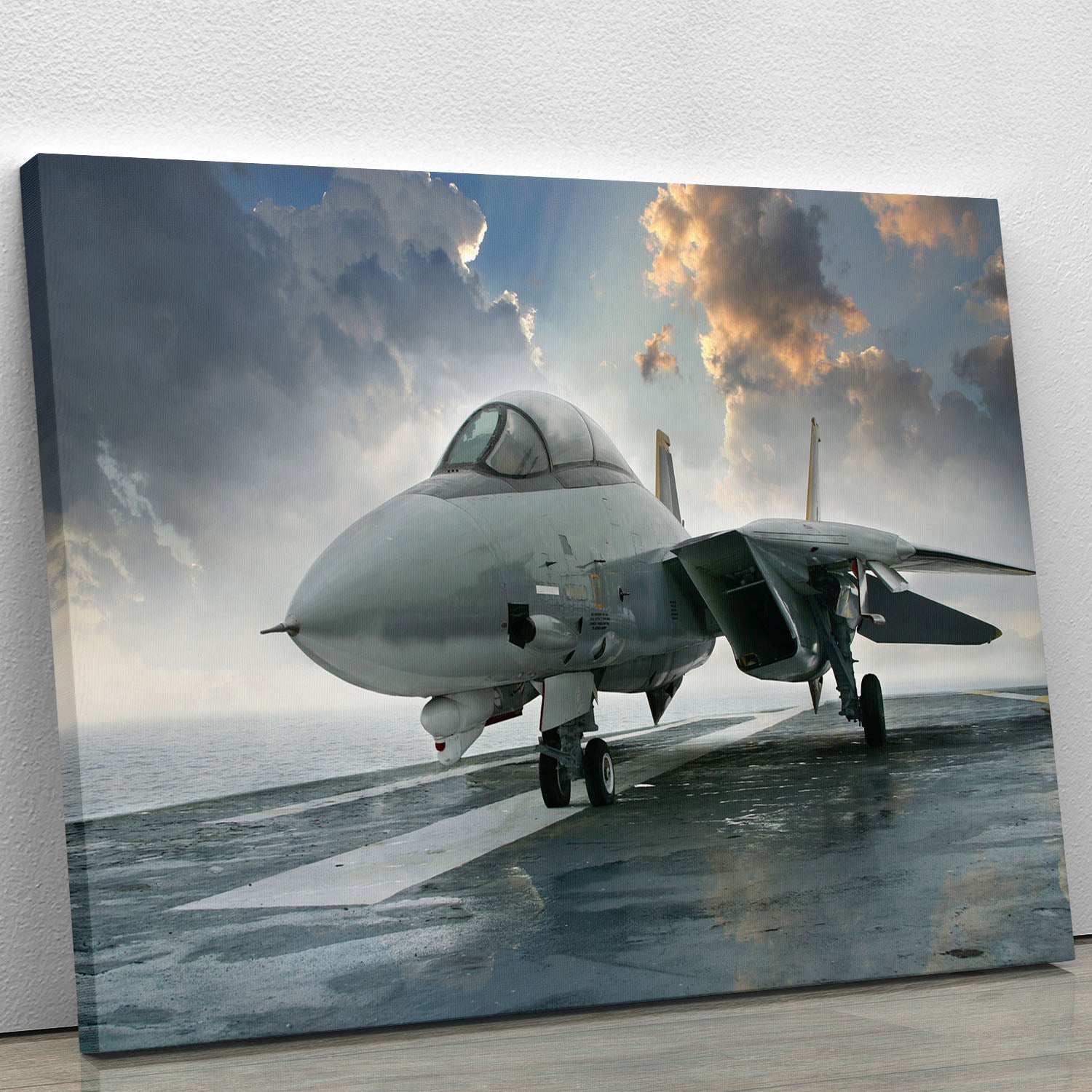 An jet fighter sits on the deck Canvas Print or Poster - Canvas Art Rocks - 1