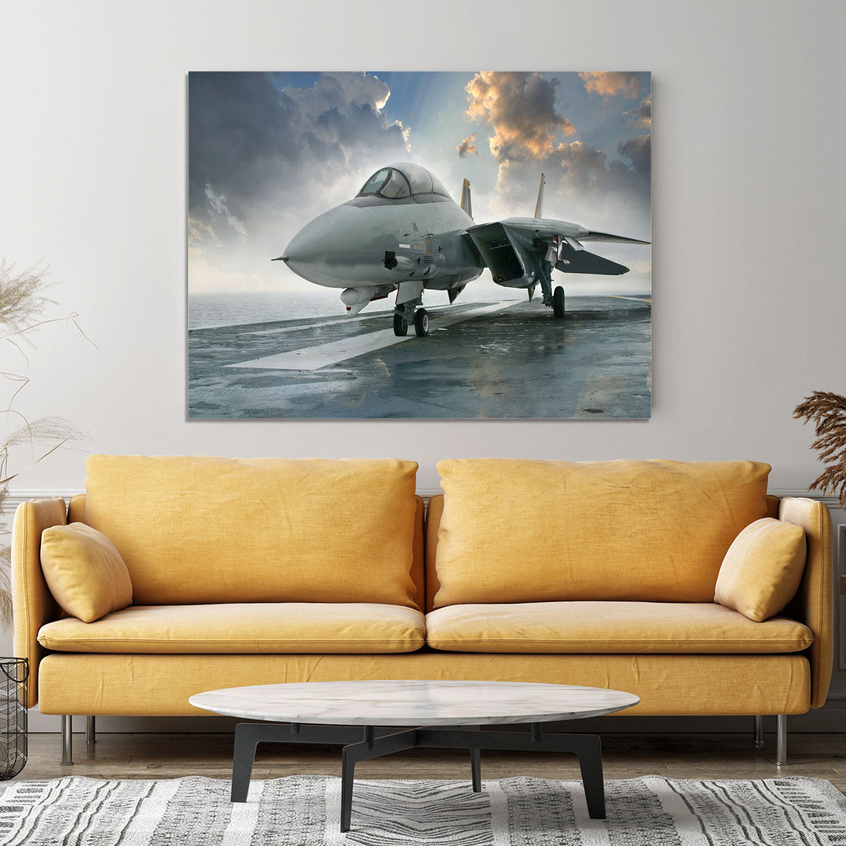 An jet fighter sits on the deck Canvas Print or Poster - Canvas Art Rocks - 4