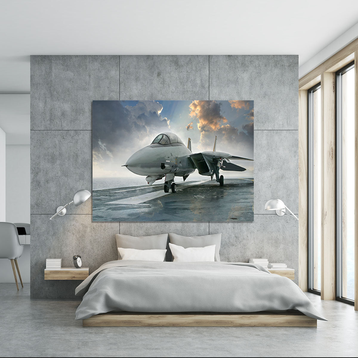 An jet fighter sits on the deck Canvas Print or Poster - Canvas Art Rocks - 5
