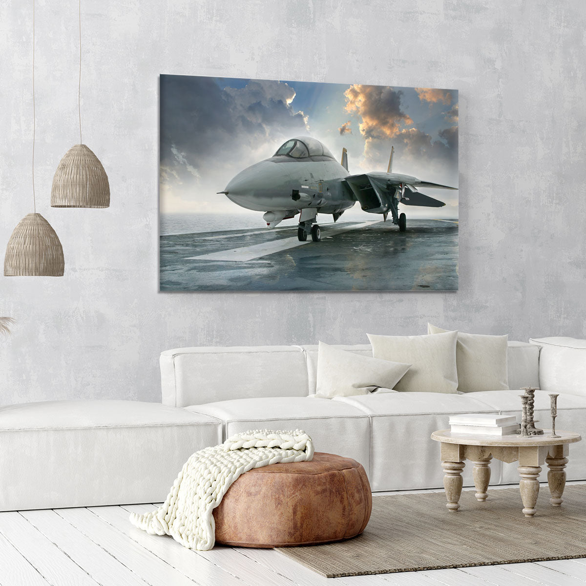 An jet fighter sits on the deck Canvas Print or Poster - Canvas Art Rocks - 6