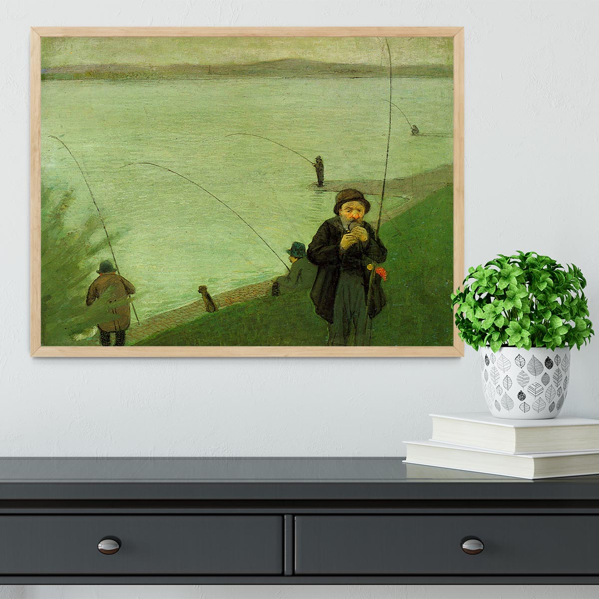 Anglers on the Rhine by Macke Framed Print - Canvas Art Rocks - 4