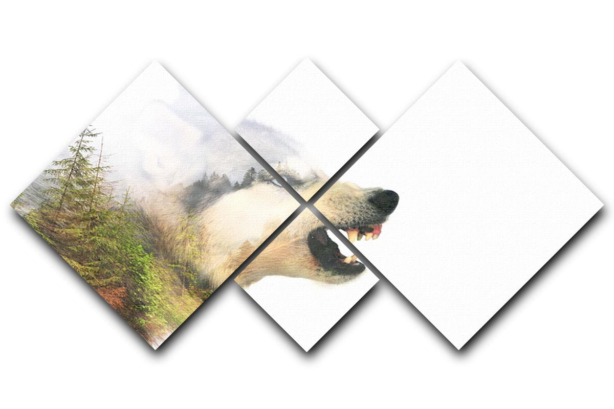 Angry siberian husky dog 4 Square Multi Panel Canvas - Canvas Art Rocks - 1
