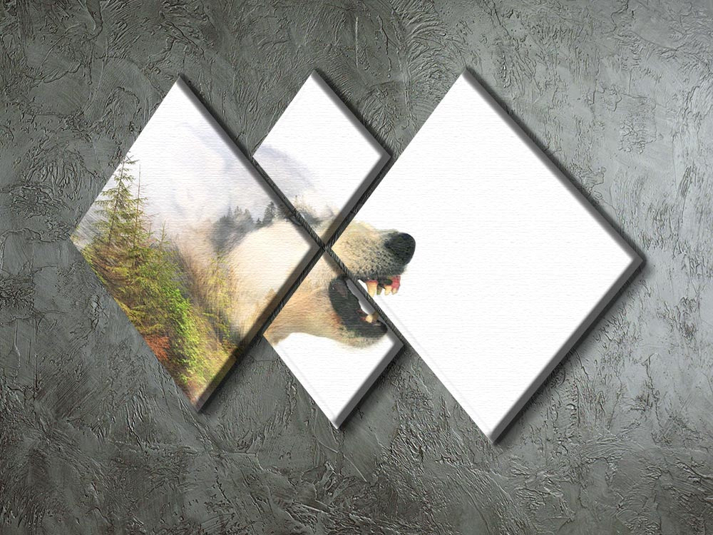 Angry siberian husky dog 4 Square Multi Panel Canvas - Canvas Art Rocks - 2