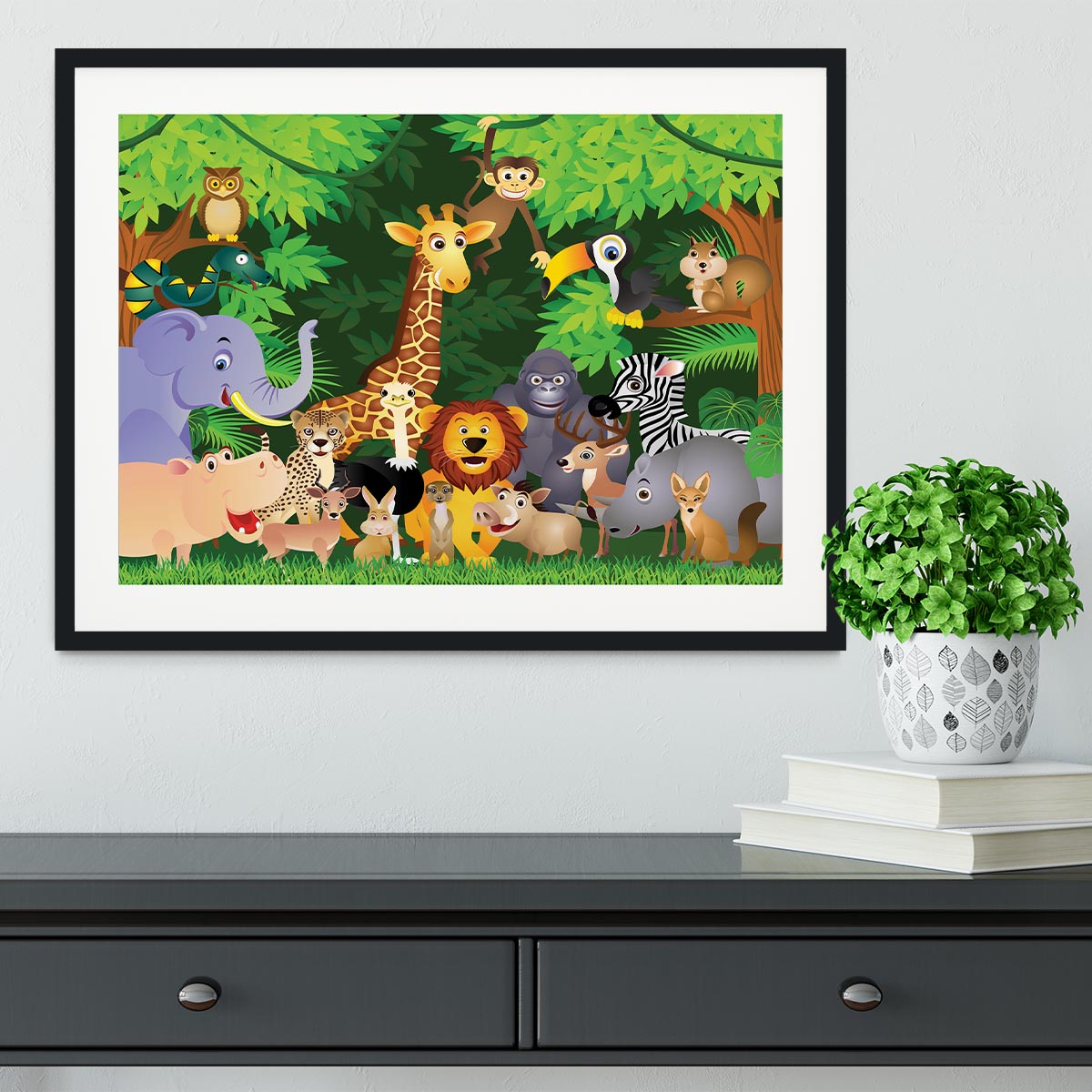 Animal cartoon Framed Print - Canvas Art Rocks - 1