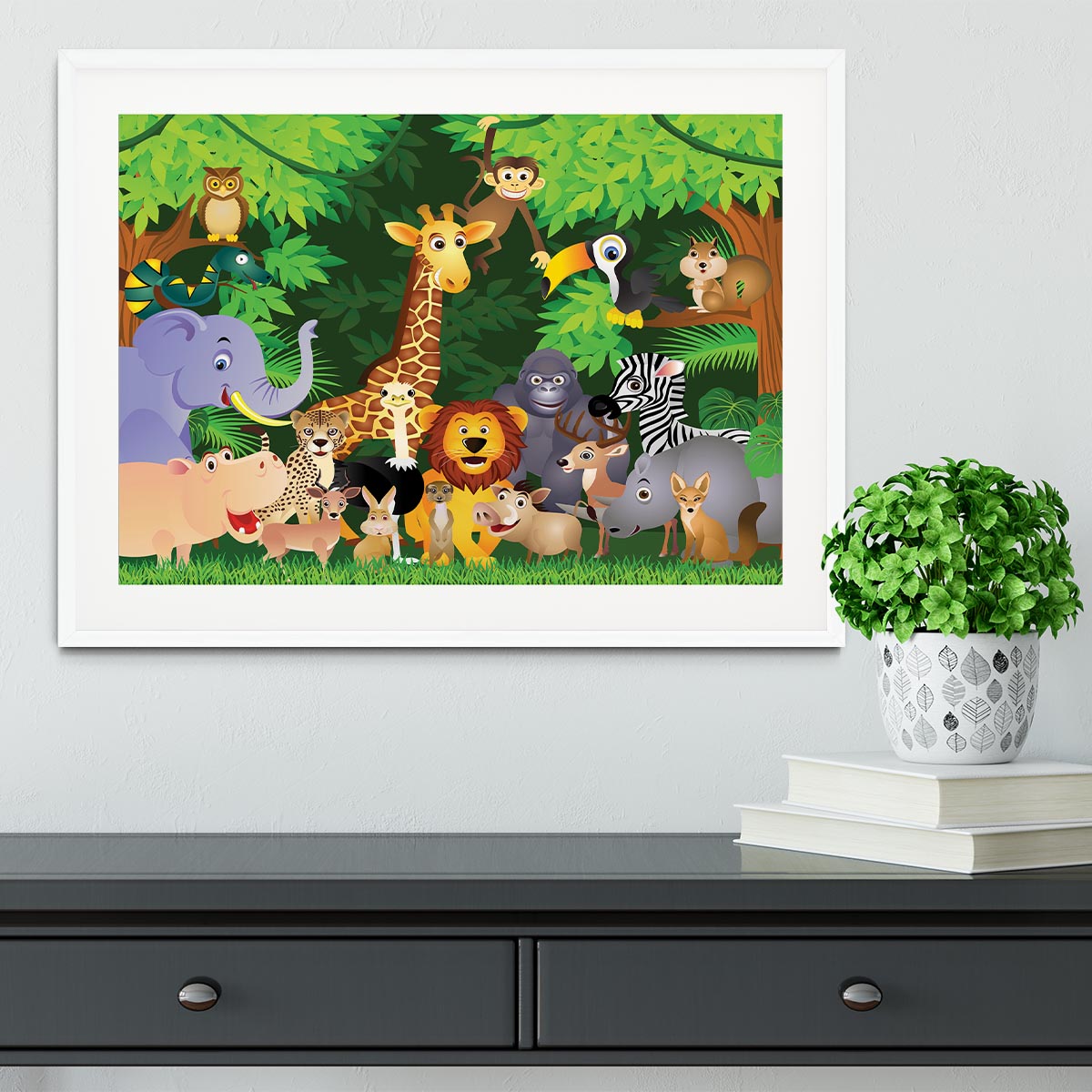 Animal cartoon Framed Print - Canvas Art Rocks - 5