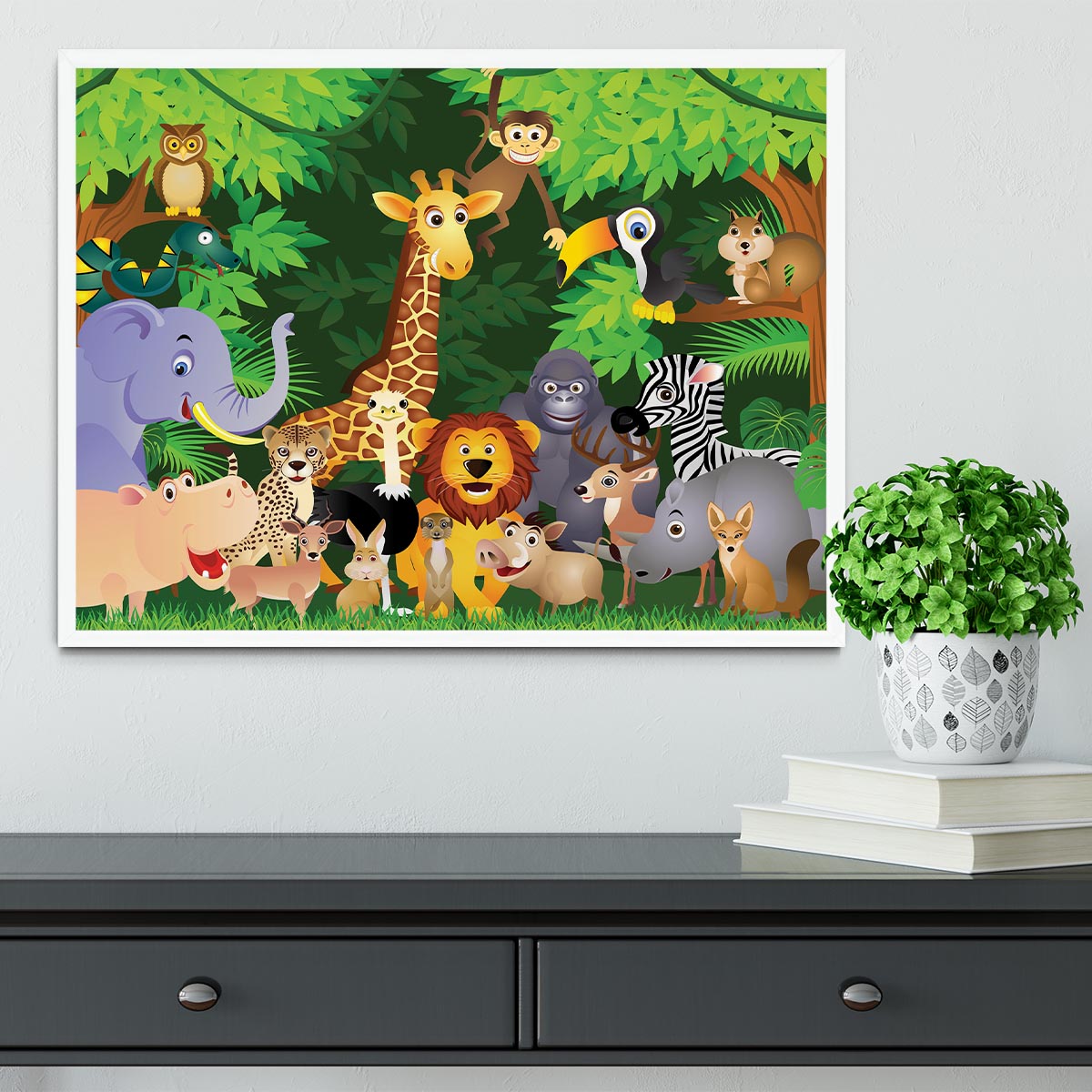 Animal cartoon Framed Print - Canvas Art Rocks -6