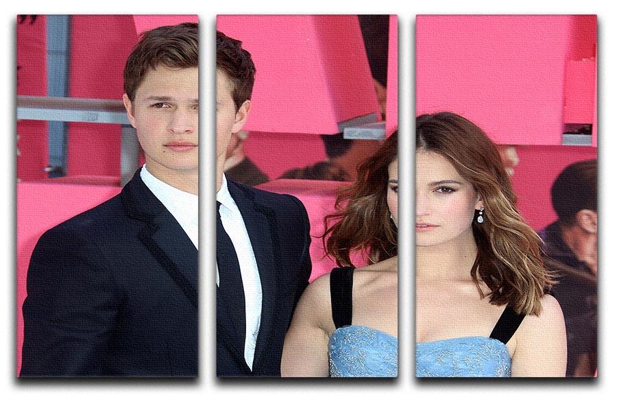 Ansel Elgort and Lily James Baby Driver 3 Split Panel Canvas Print - Canvas Art Rocks - 1