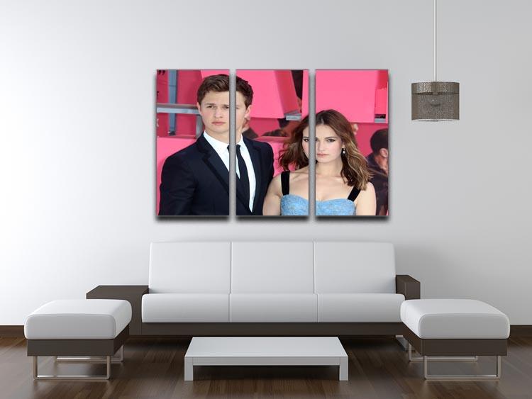 Ansel Elgort and Lily James Baby Driver 3 Split Panel Canvas Print - Canvas Art Rocks - 3