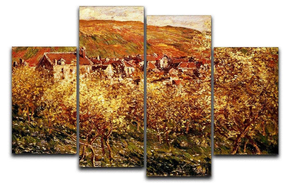 Apple Trees In Blossom by Monet 4 Split Panel Canvas  - Canvas Art Rocks - 1