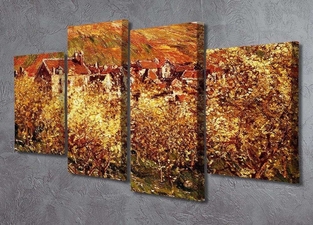 Apple Trees In Blossom by Monet 4 Split Panel Canvas - Canvas Art Rocks - 2